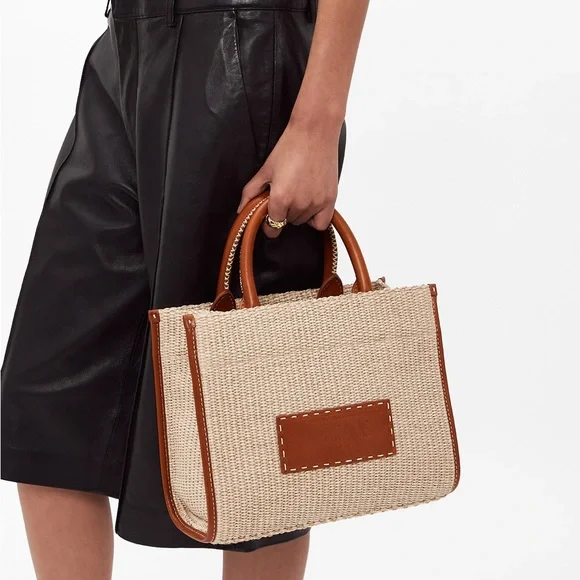 Versace Barocco Athena Woven Raffia tote bag